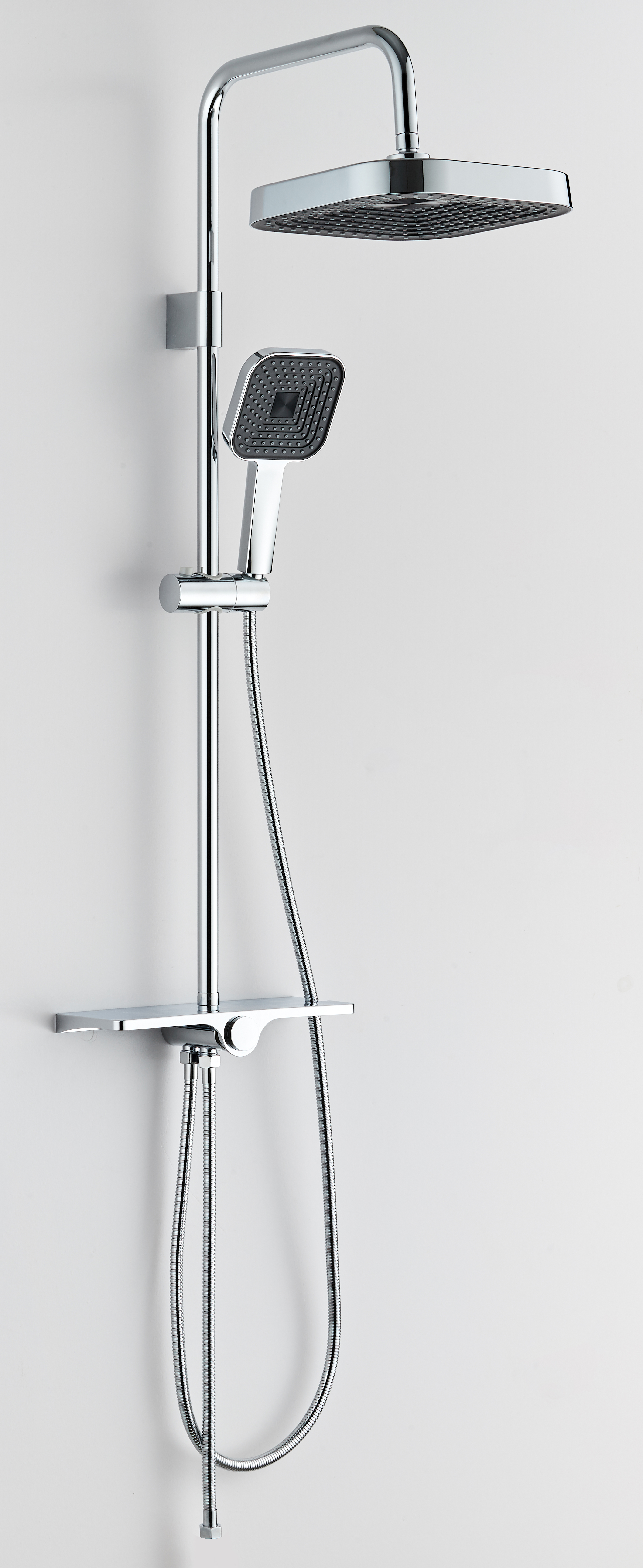 Luxurious And Heavy Feeling Dual Shower Head System – Adjustable Swivel Joint And Chrome Finish